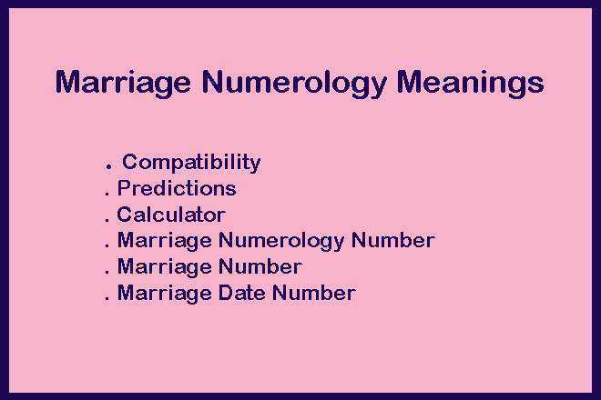 Marriage Numerology Meanings